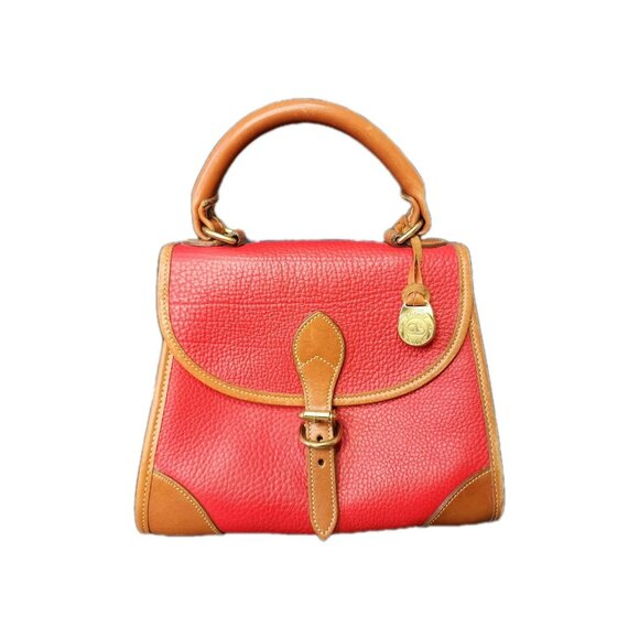 Dooney & Bourke Handbags - 80s Dooney & Bourke Carpet Bag Small Persimmon Red Purse Satchel Tote Crossbody